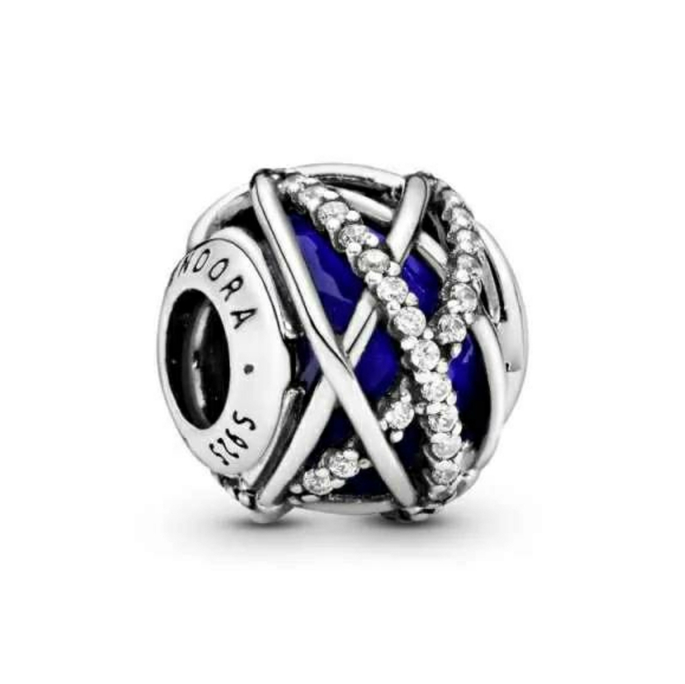 Pandora Silver Blue Galaxy Charm w Crystals DEADSTOCK